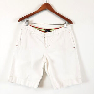 Polo Ralph Lauren Jeans Co. SIZE 8 White Khaki Womens Bermuda Shorts FLAW